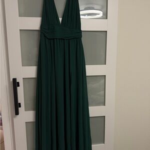 Lulu's Deep Green Halter Maxi Dress